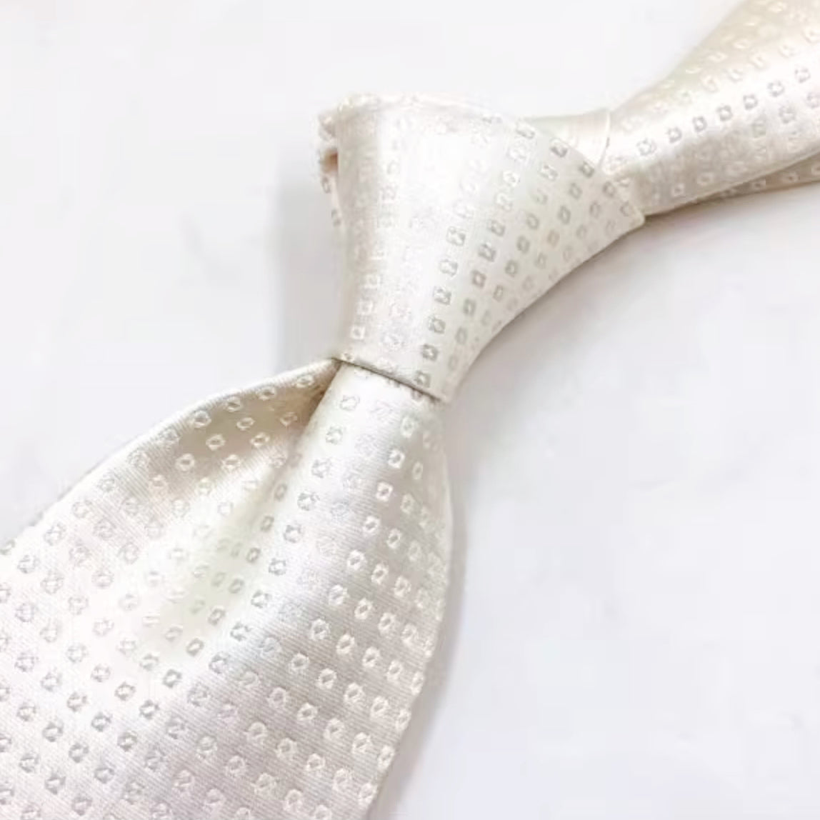 Ivory Grid Silk Tie