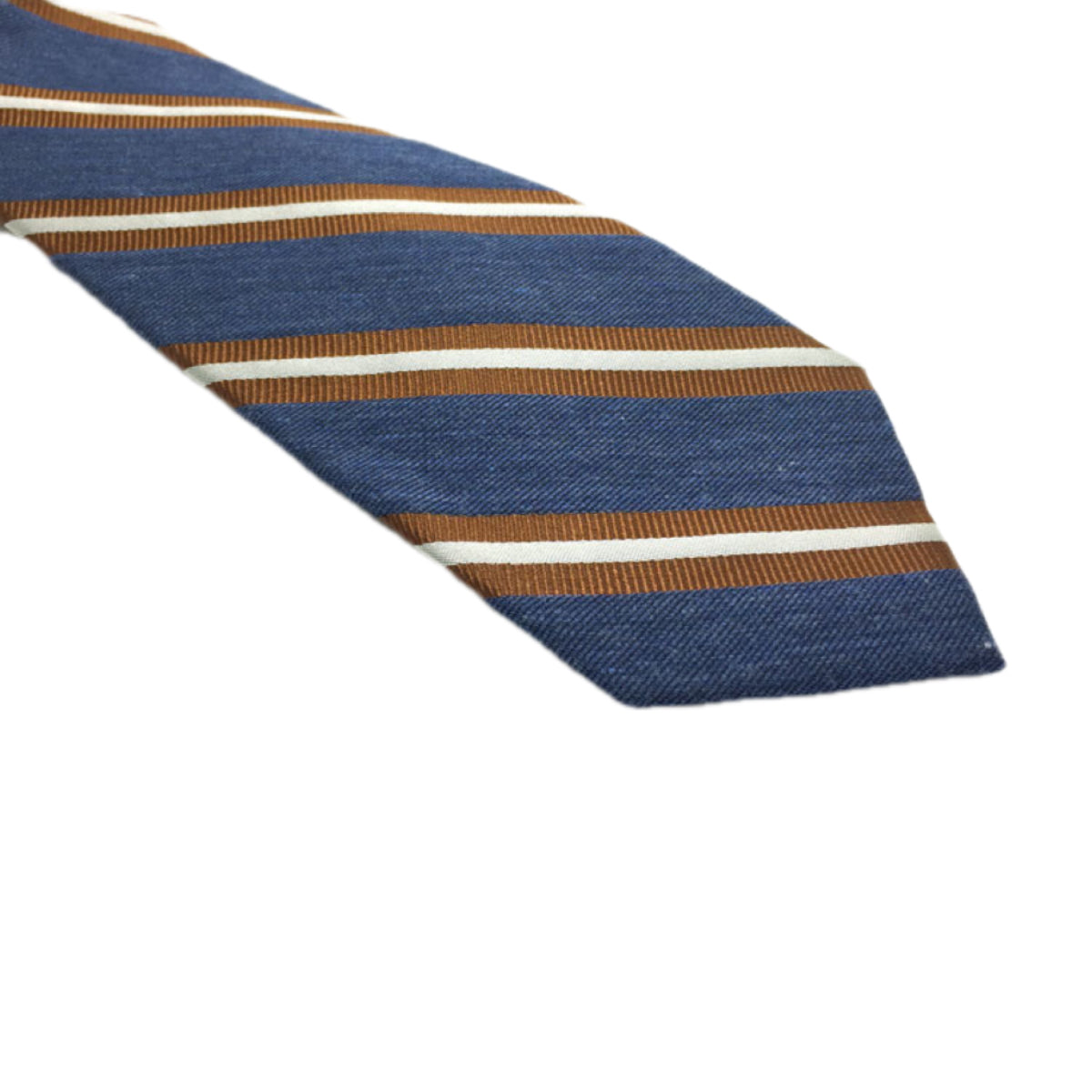 Cravatta in seta e lana a righe blu