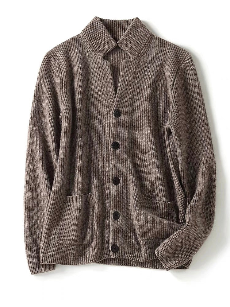 Brown Chunky Knit Cashmere Cardigan