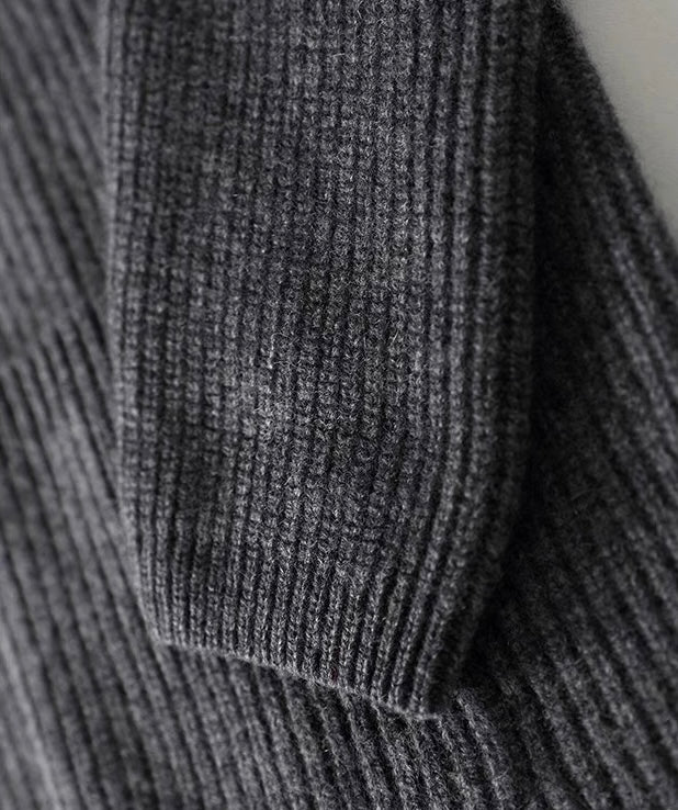 Charcoal Grey Chunky Knit Cashmere Cardigan