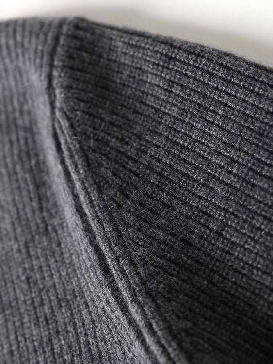 Charcoal Grey Chunky Knit Cashmere Cardigan