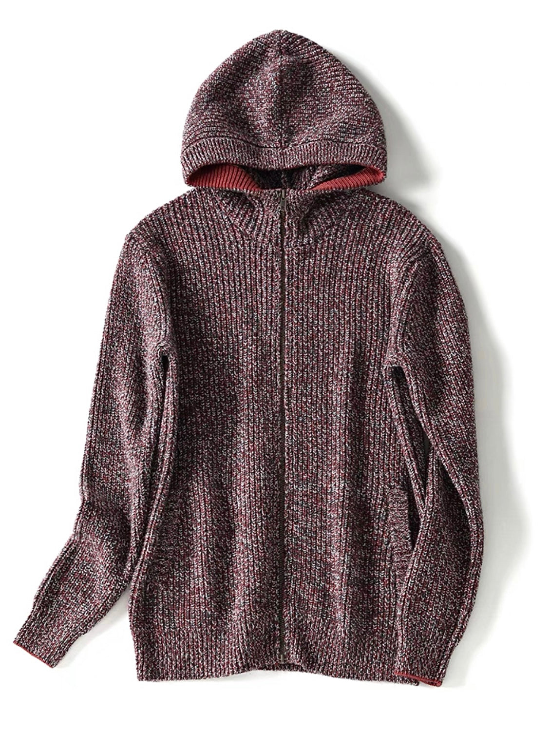 Brick Red Cashmere Chiné Cardigan