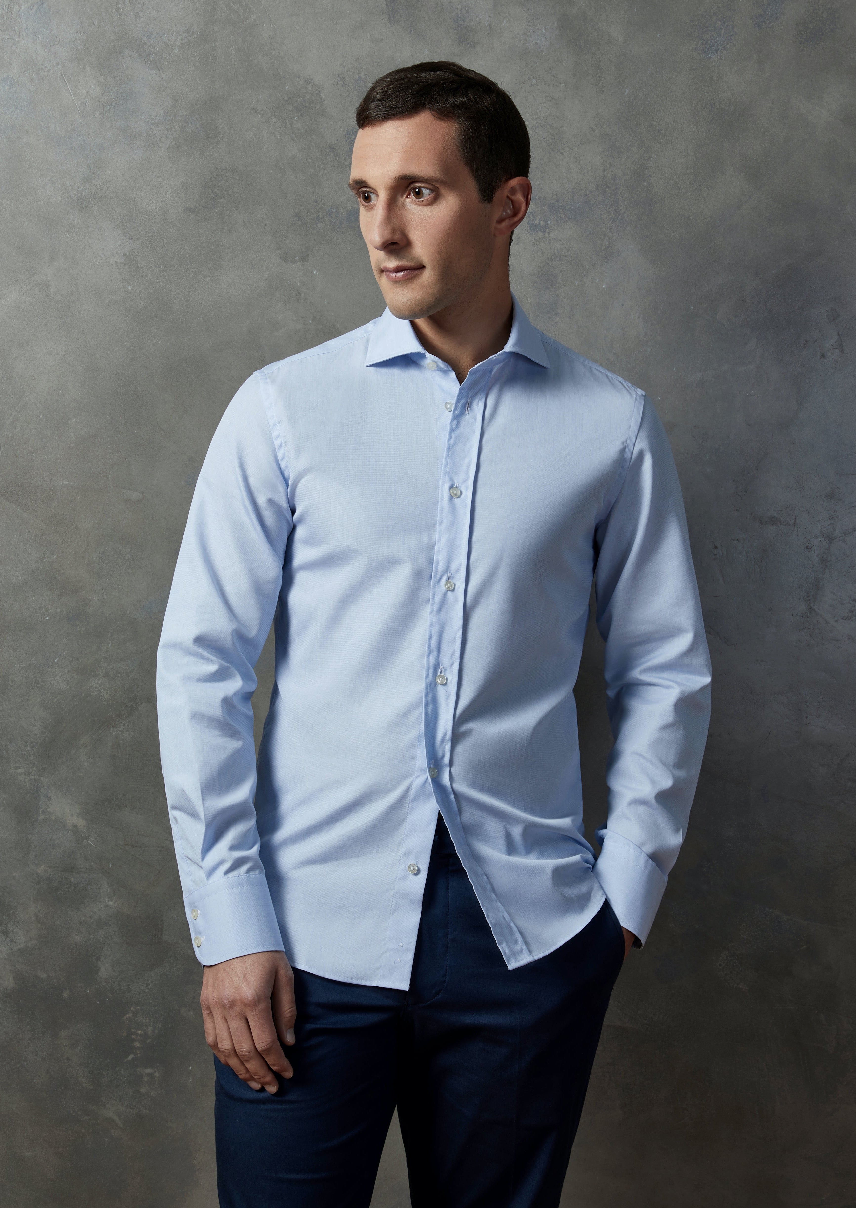 Lightweight Cotton Shirt with Neapolitan Collar