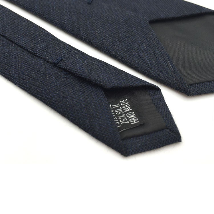 Navy Blue Silk and Wool Tie